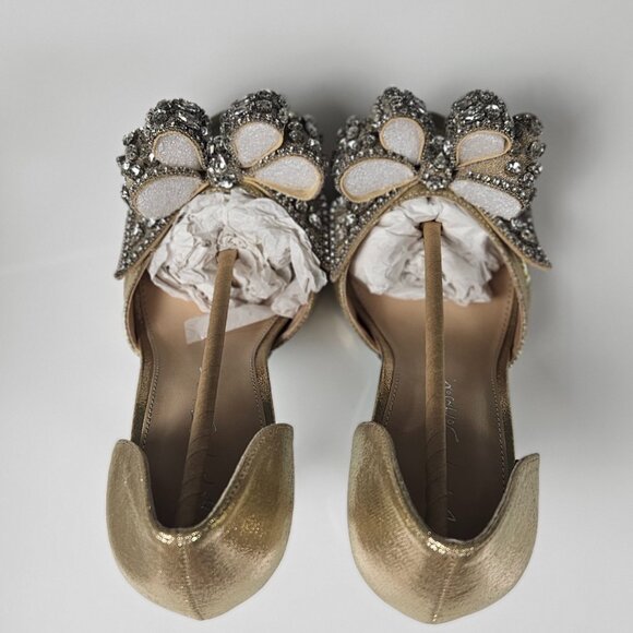 Betsey Johnson SB-LNDN GOLD Formal Heel Silver Rhinestones Princess Core - Picture 13 of 15